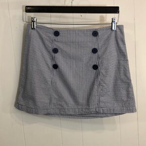 Urban Outfitters Sailor Blue and White Striped Cotton Mini Skirt Large